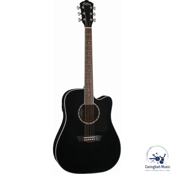 Washburn AD5CEBPACK Acoustic Guitar Pack Apprentice, Black Dreadnought w/ Cutaway &amp; EQ