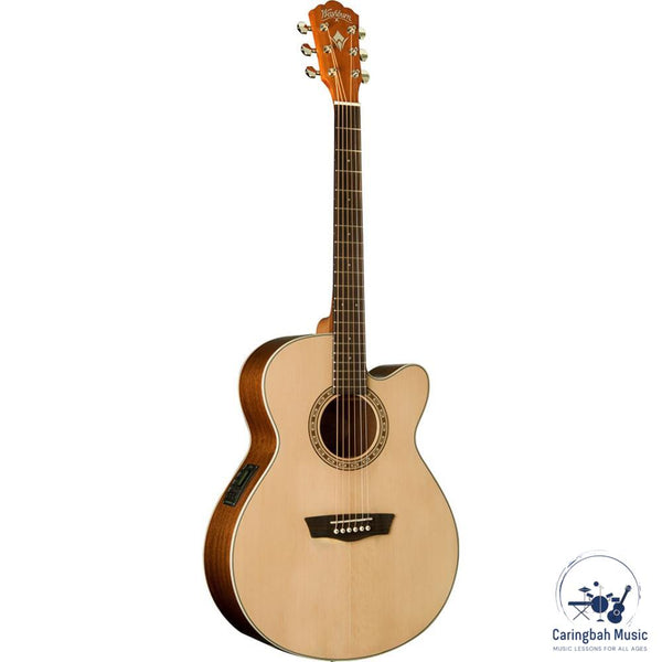 Washburn WG7SCE Harvest Grand Auditorium Cutaway Acoustic Guitar. Natural Gloss